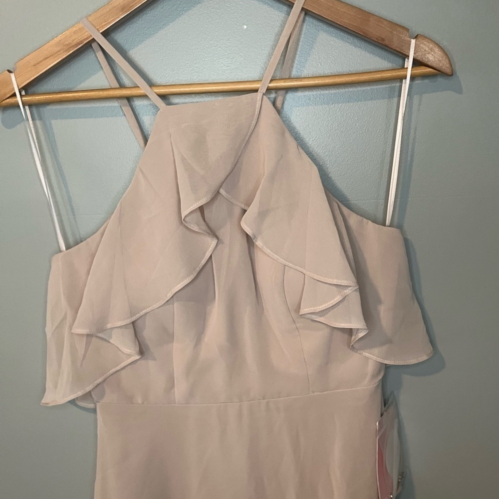 NWT Birdy Grey Jules Chiffon Bridesmaid Dress - Taupe - Picture 8 of 11
